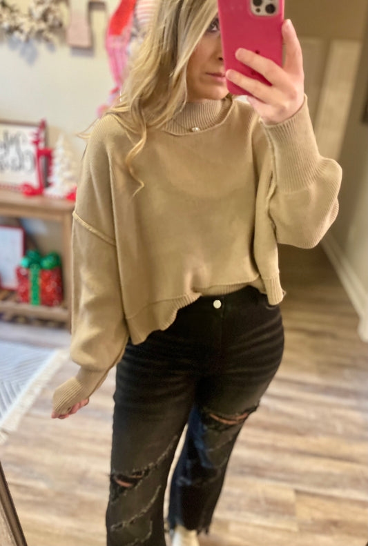 Mocha Ribbed Knit Sweater