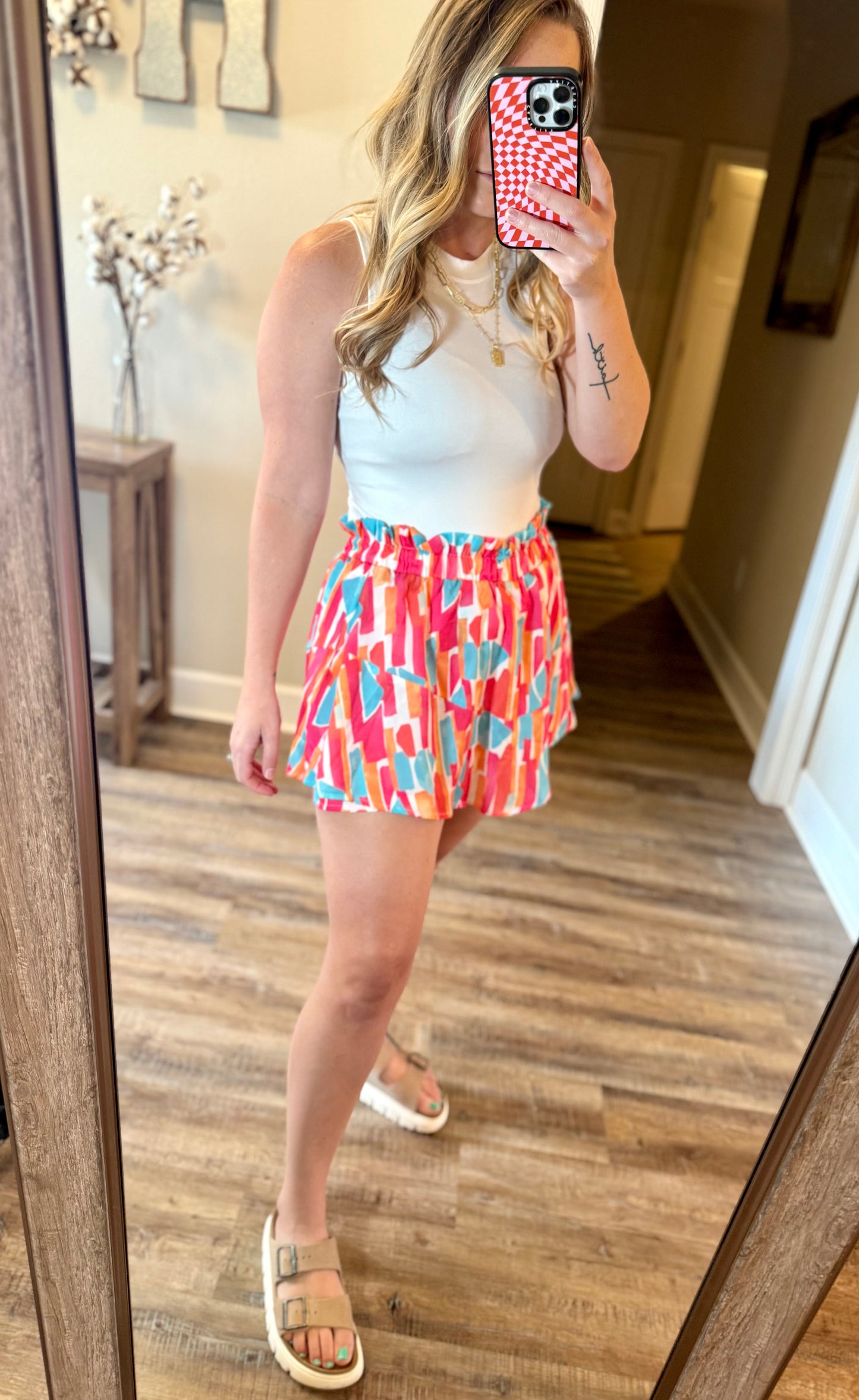 Abstract Ruffle Skort