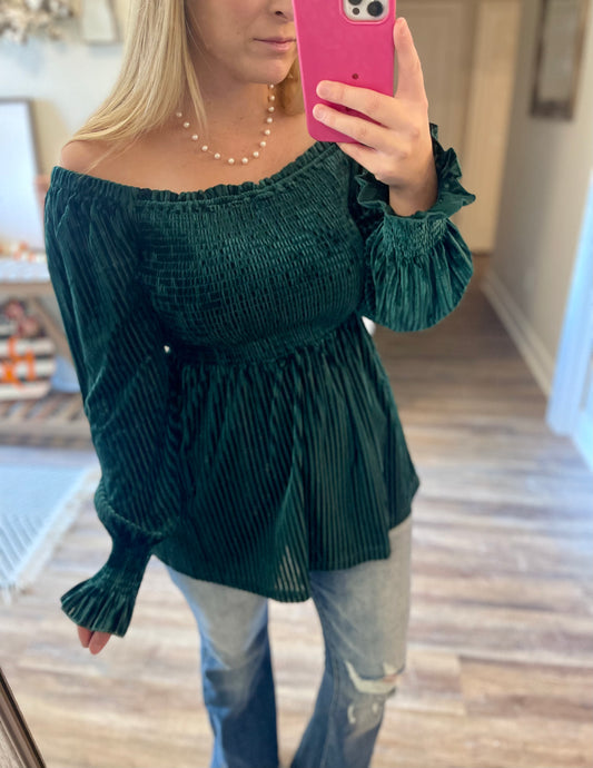 Velvet Babydoll Off the Shoulder