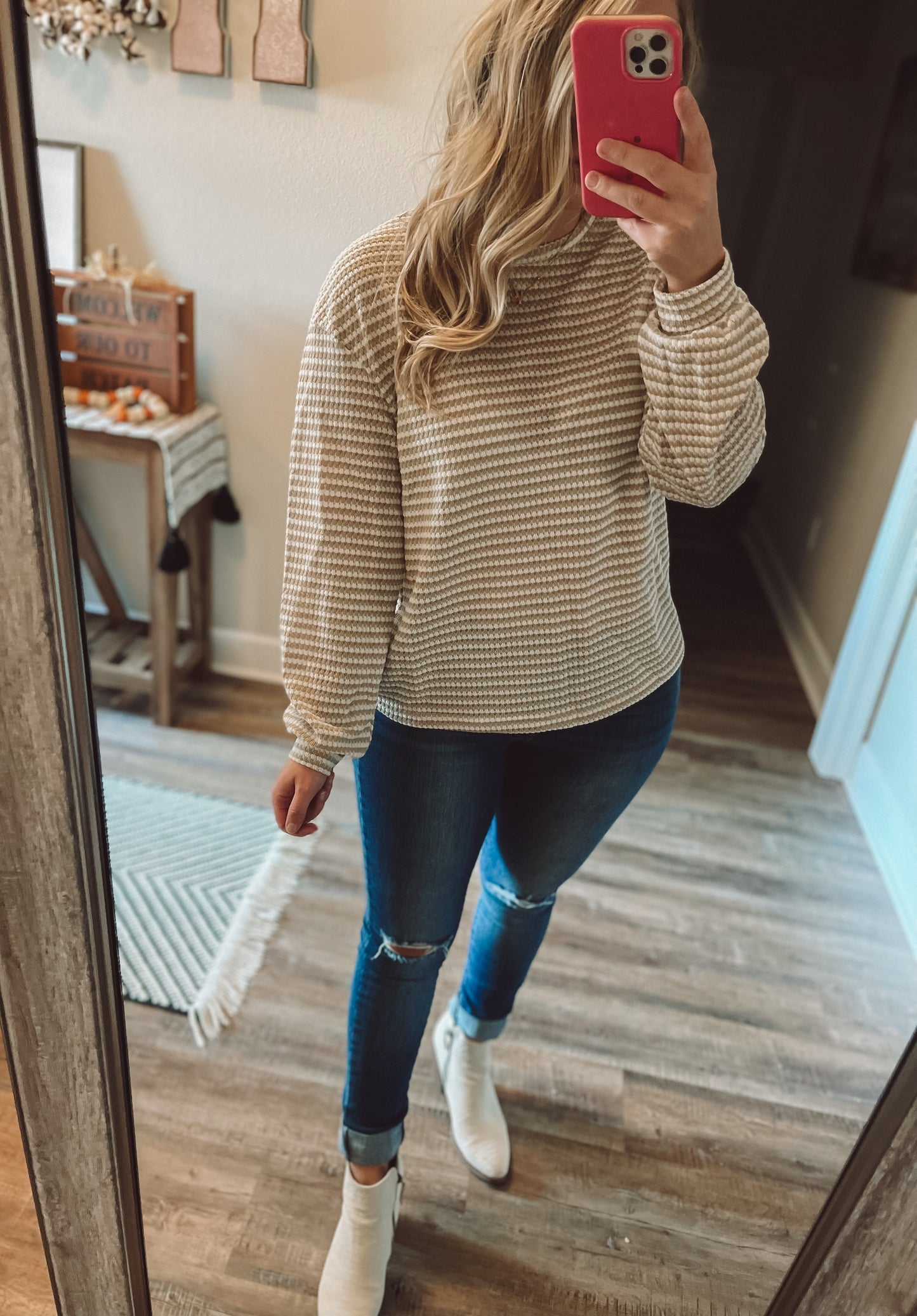 Striped Waffle Knit Top