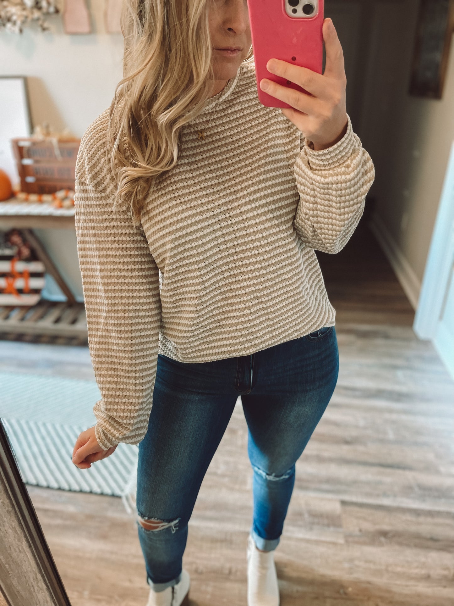 Striped Waffle Knit Top