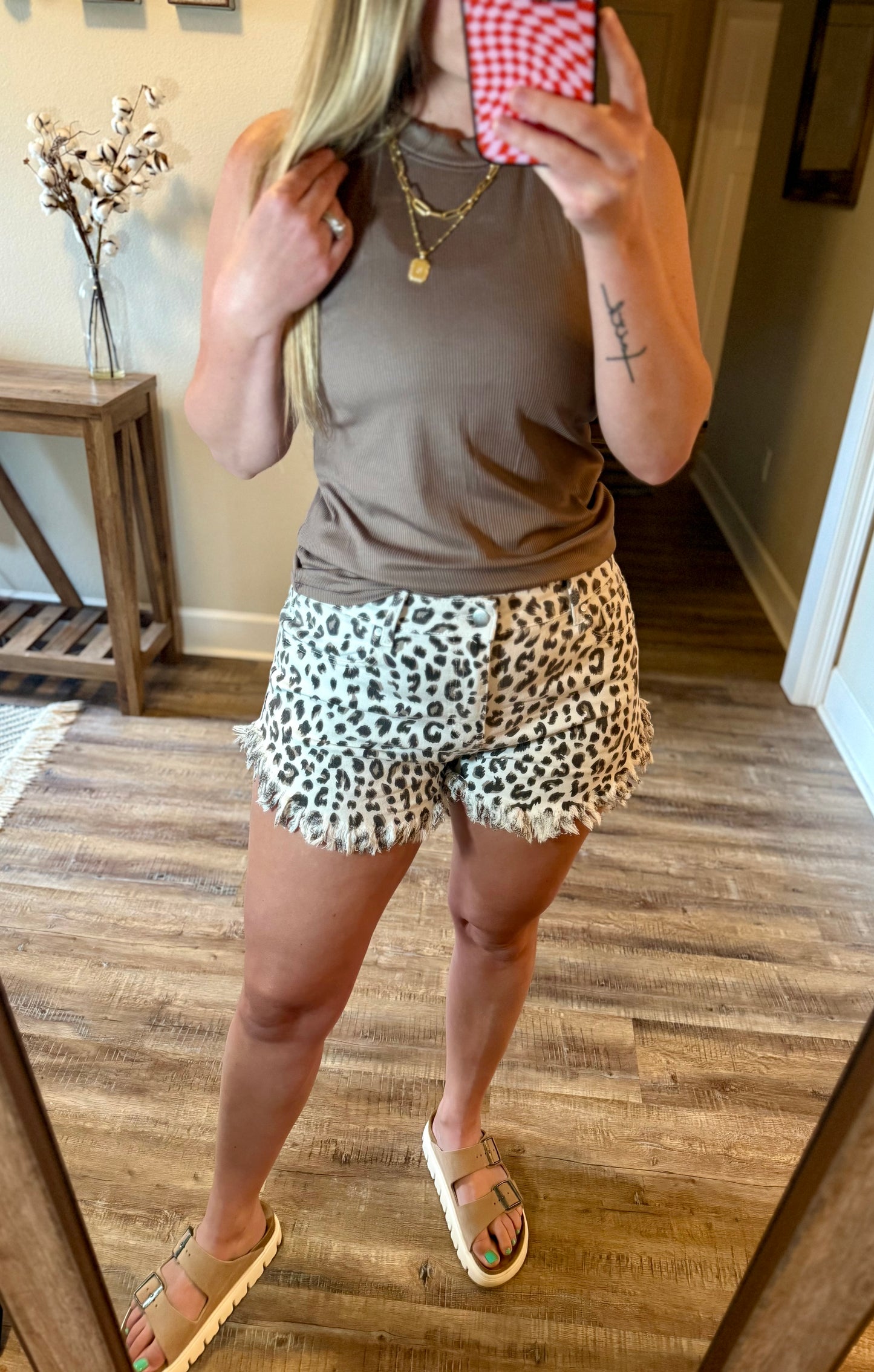 Cheetah Frayed Hem Shorts