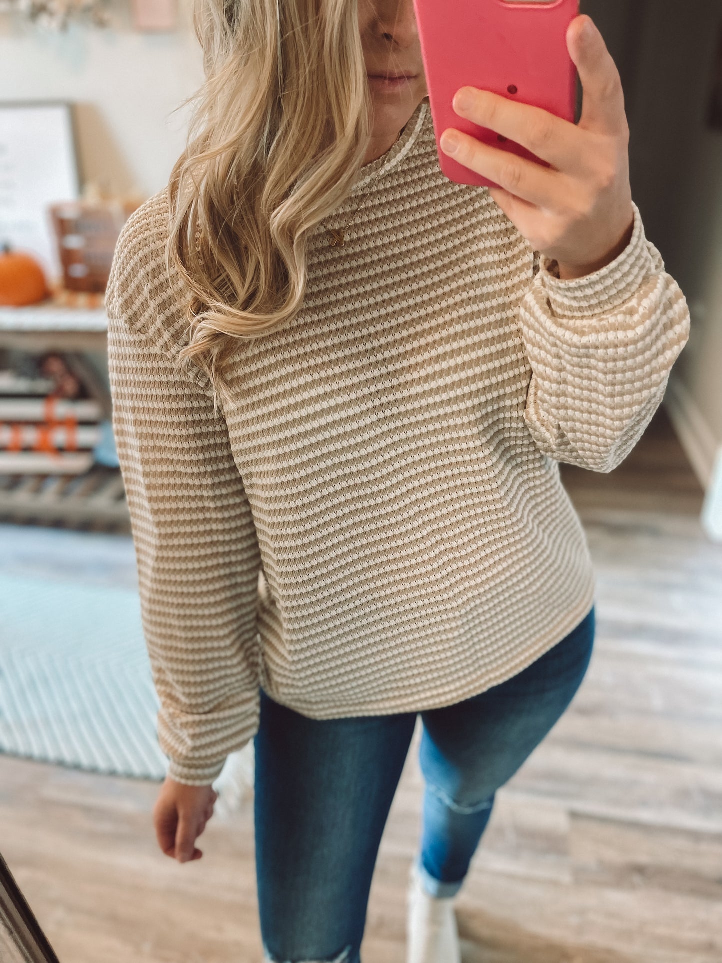 Striped Waffle Knit Top