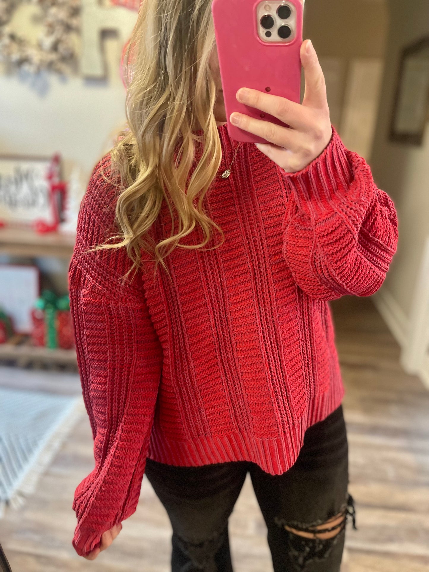 Two Tone Red Sweater