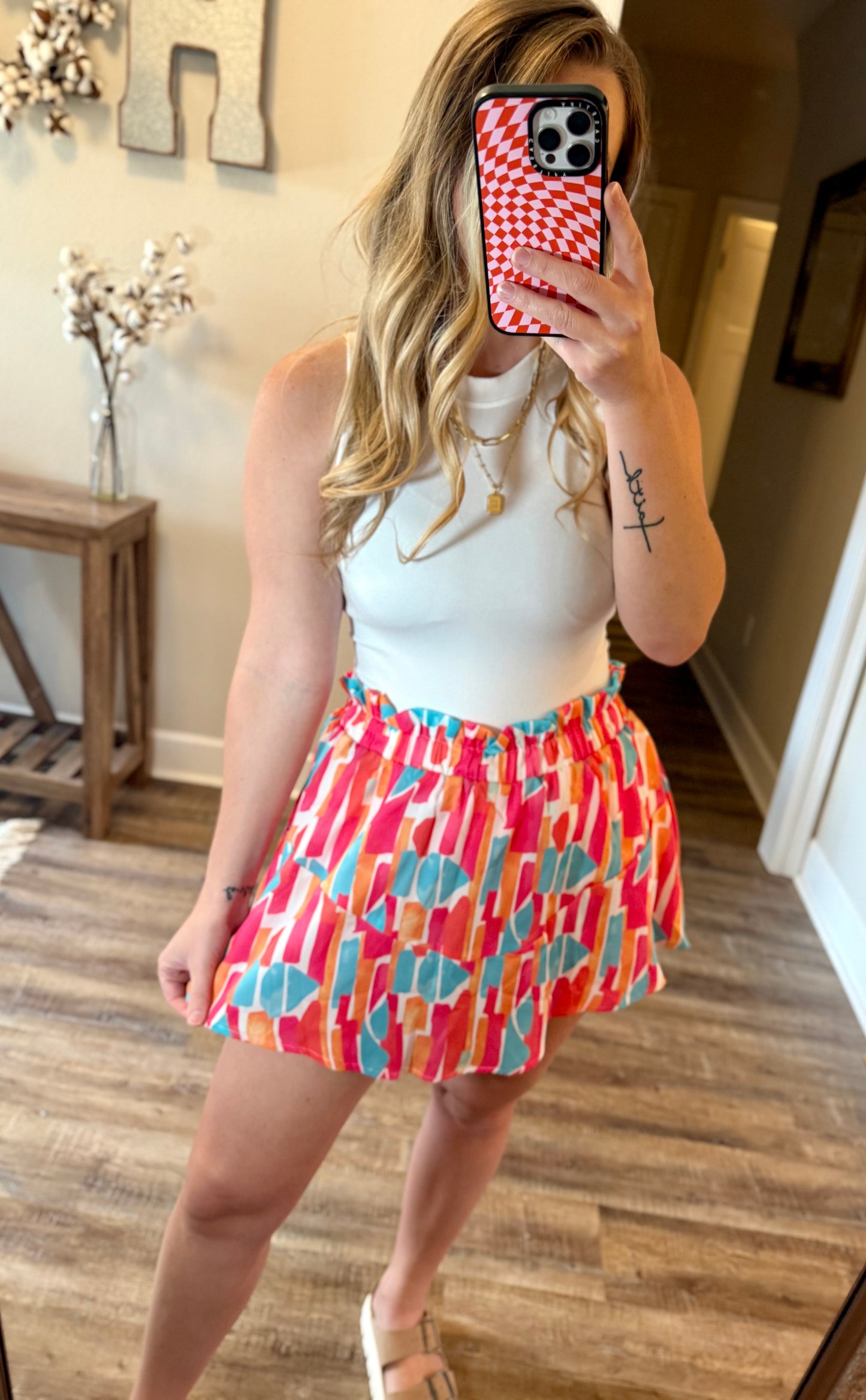 Abstract Ruffle Skort
