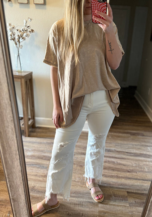 White Distressed Crop Jeans