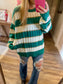 Green and Gold Striped Sweater