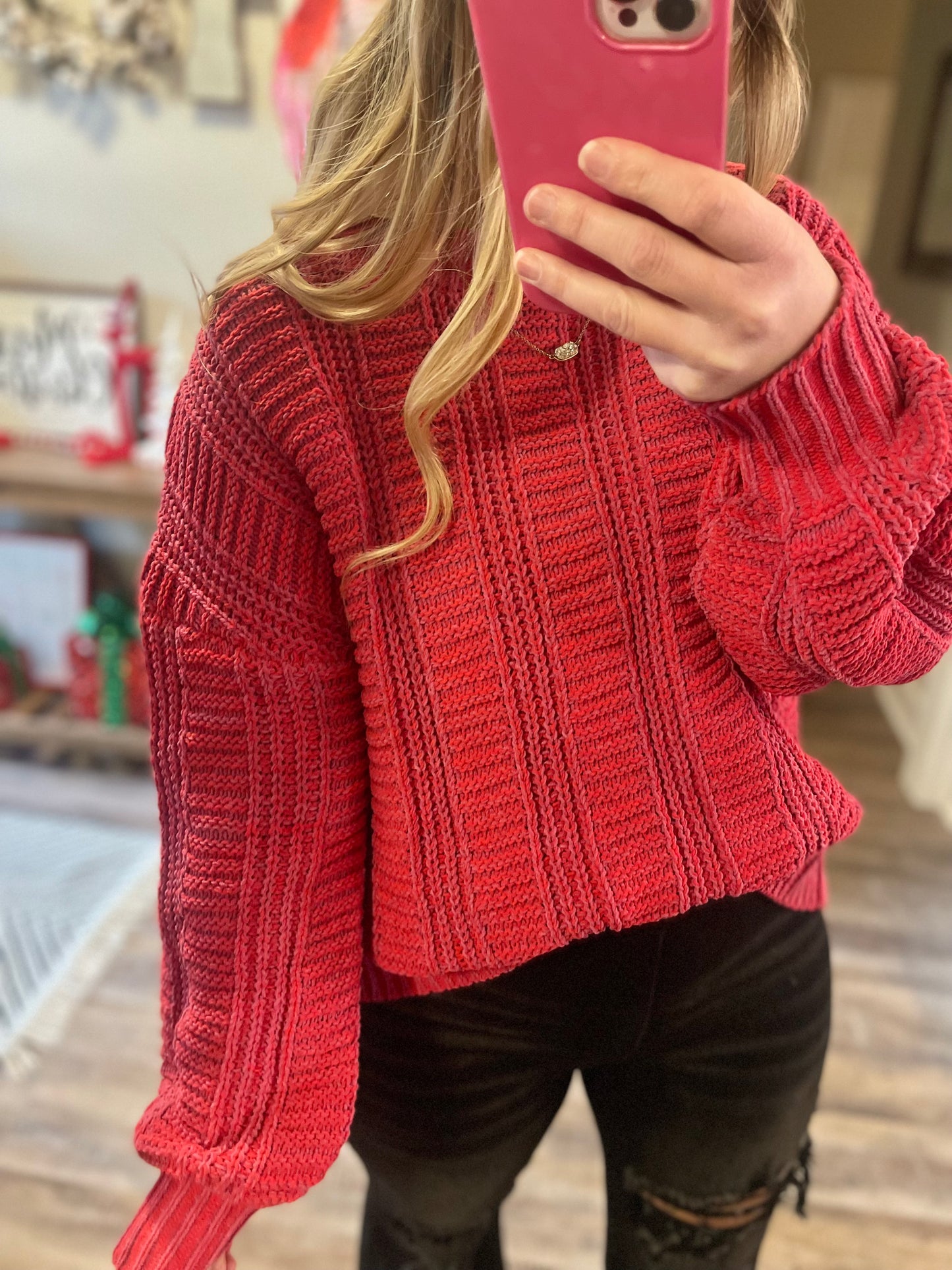 Two Tone Red Sweater
