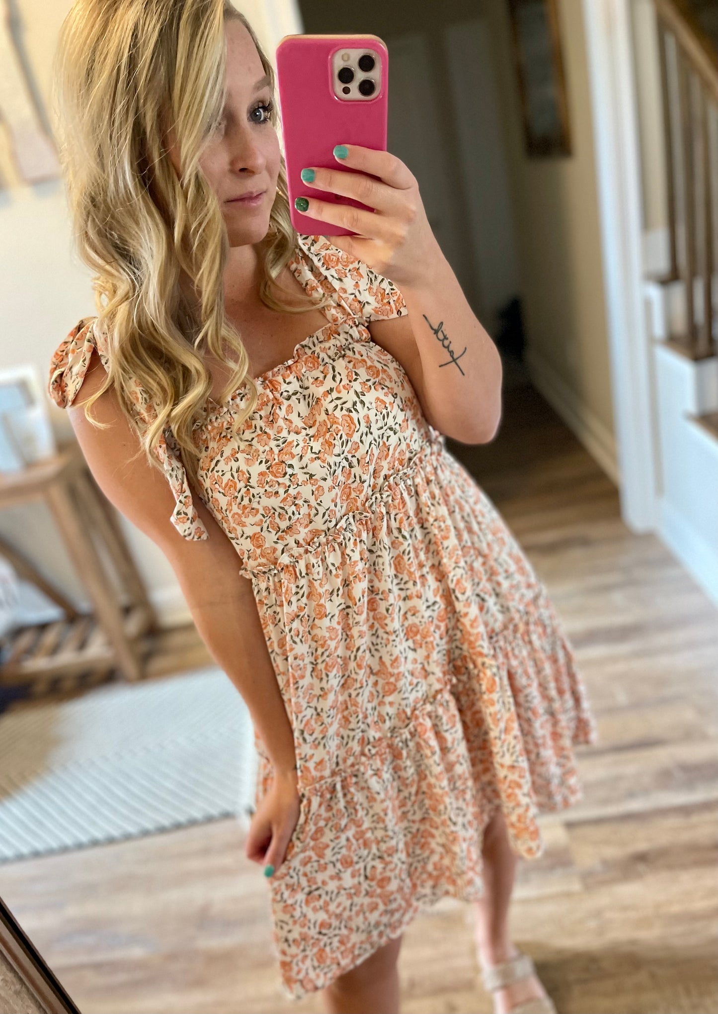 Orange Floral Mini Dress