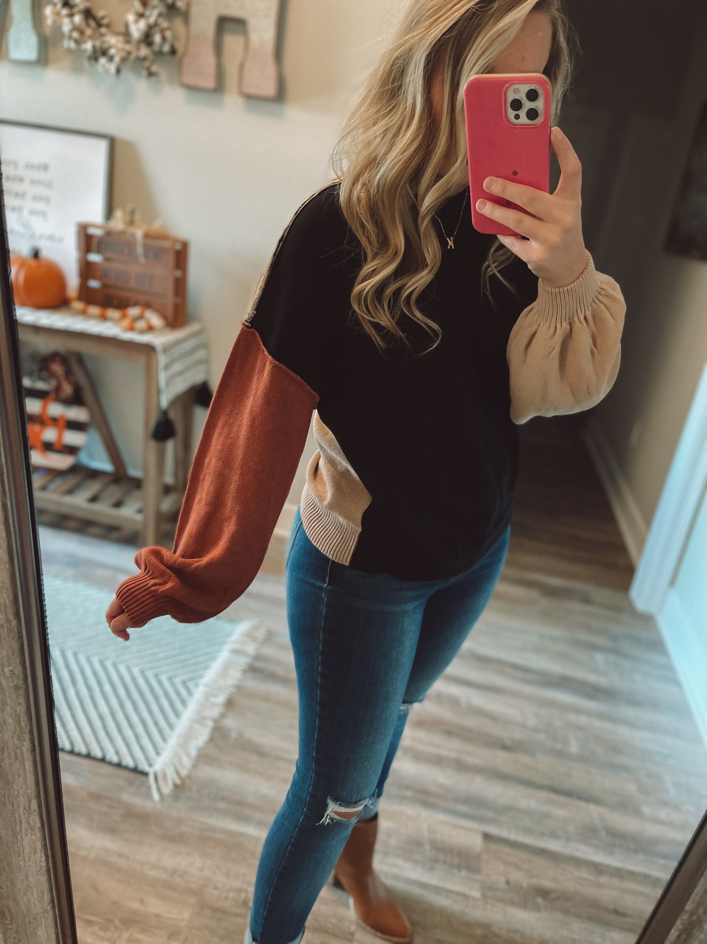 Black Colorblock Sweater