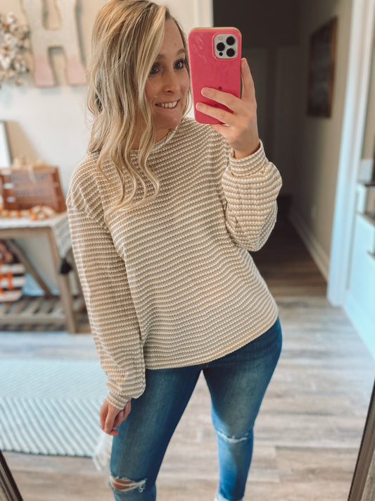 Striped Waffle Knit Top