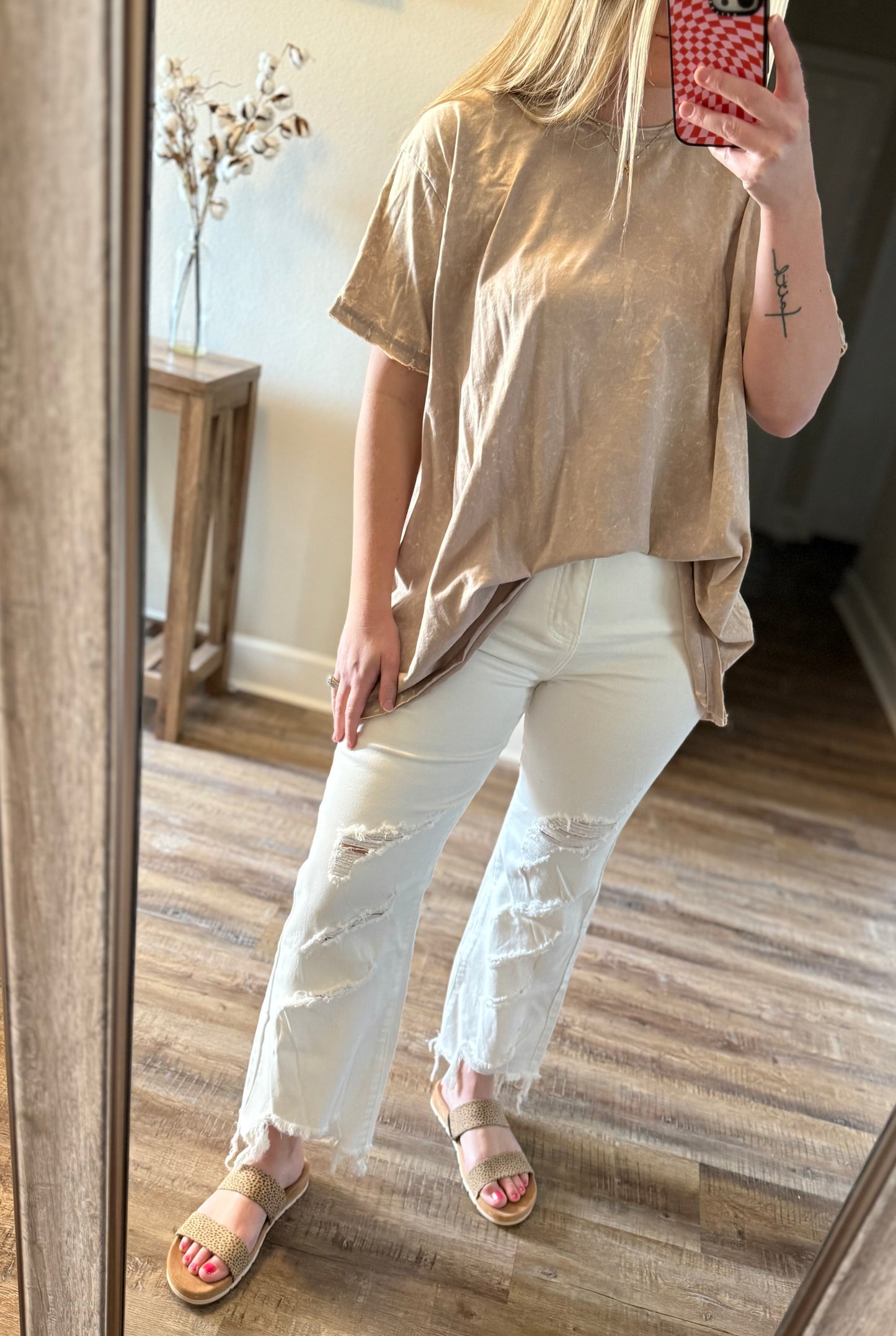 White Distressed Crop Jeans