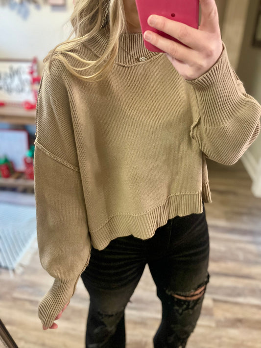 Mocha Ribbed Knit Sweater