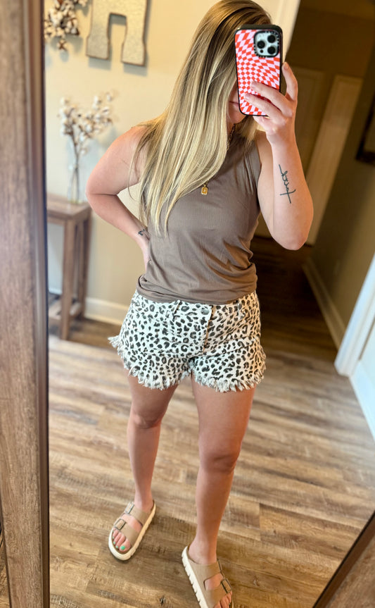 Cheetah Frayed Hem Shorts