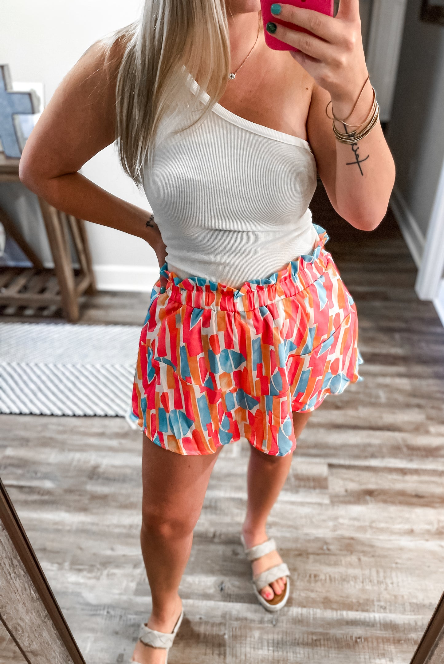 Abstract Ruffle Skort