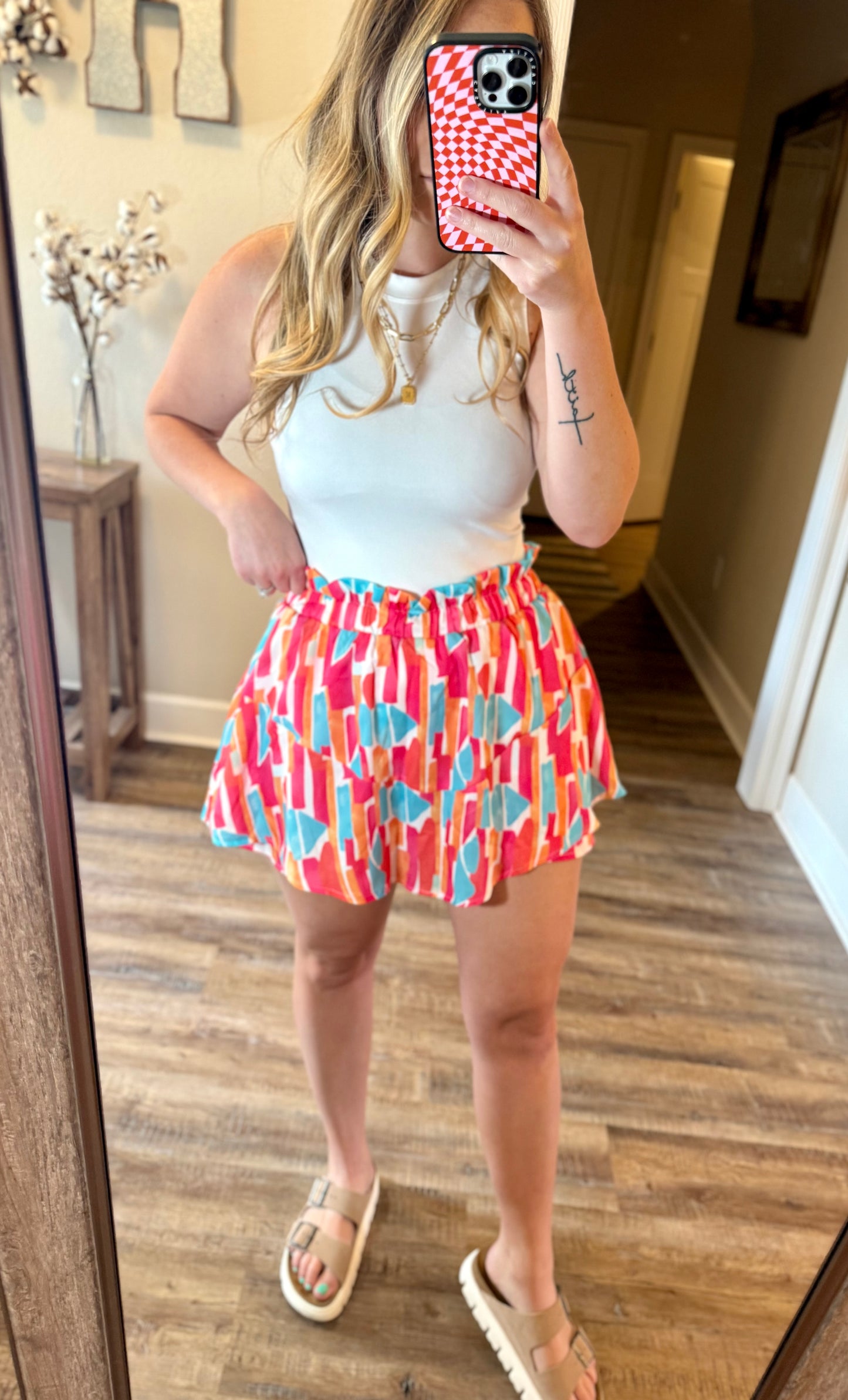 Abstract Ruffle Skort