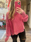 Pink Ribbed Knit Sweater