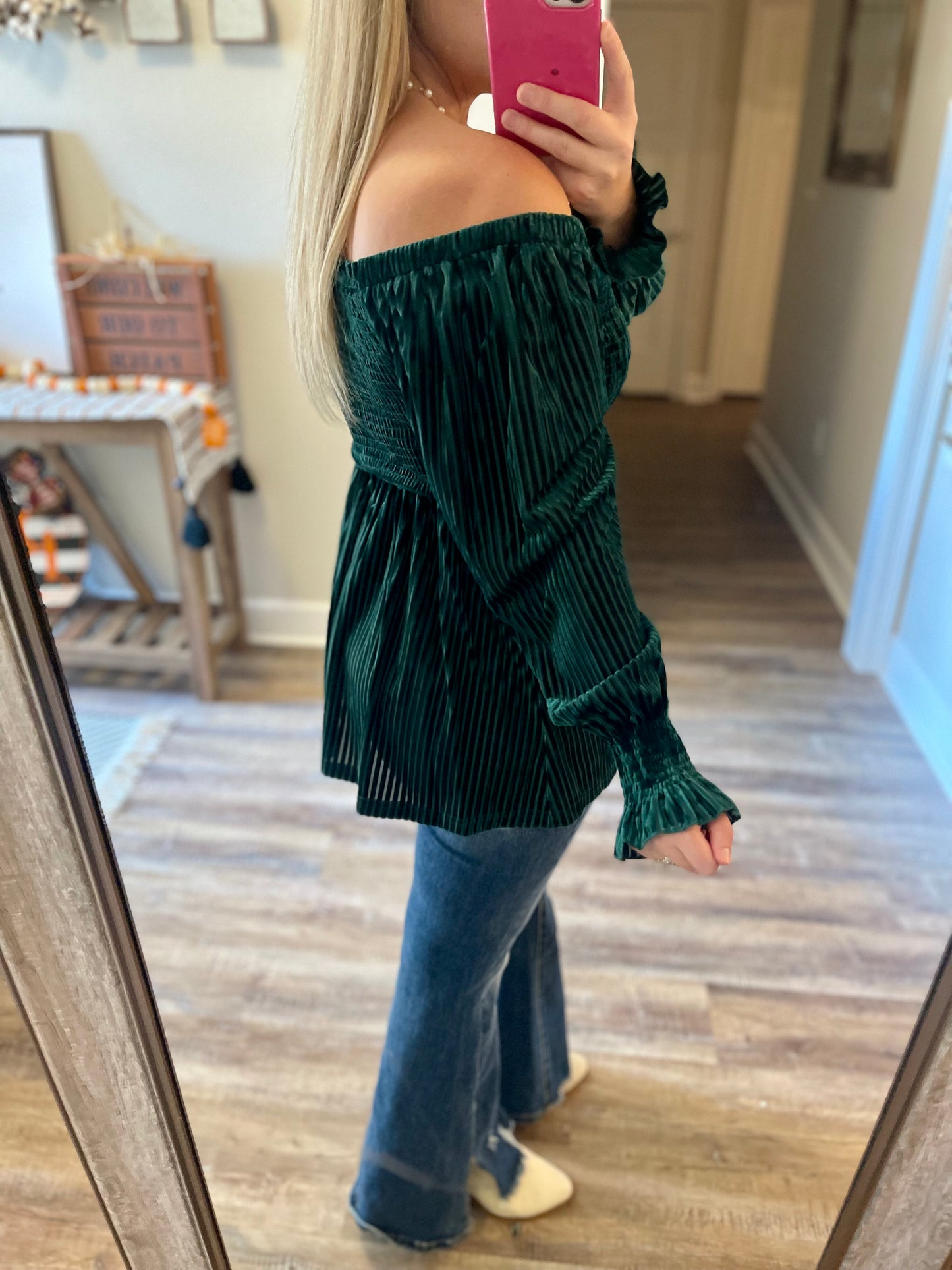 Velvet Babydoll Off the Shoulder