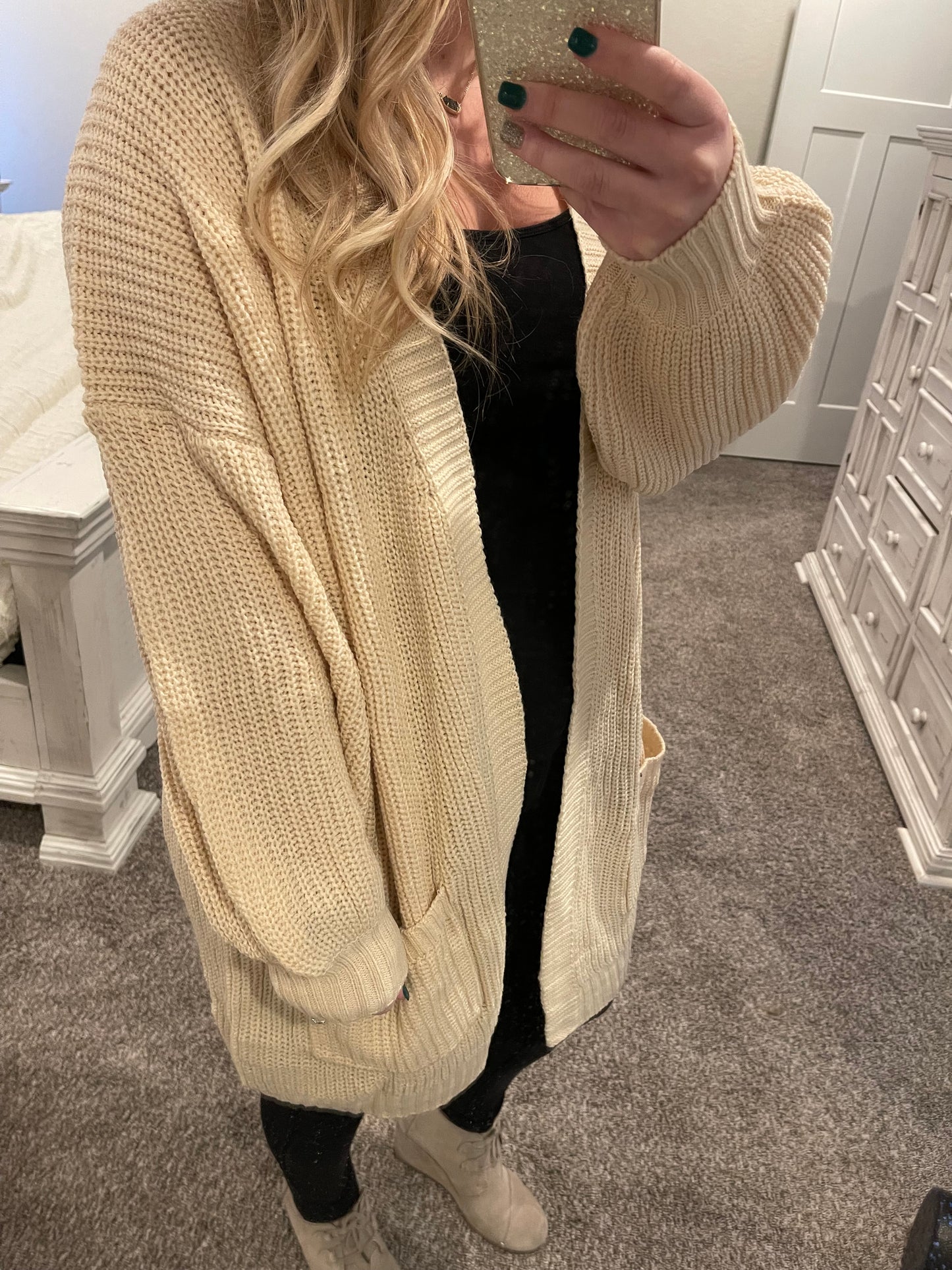 Cream Oversized Pocket Cardigan