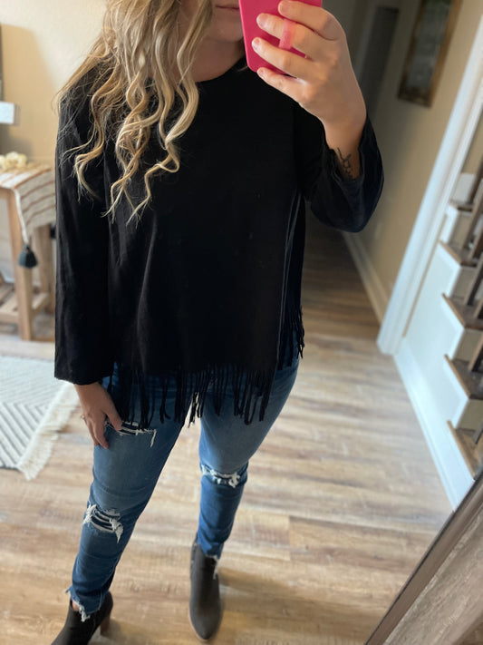 Long Sleeve Fringe Top