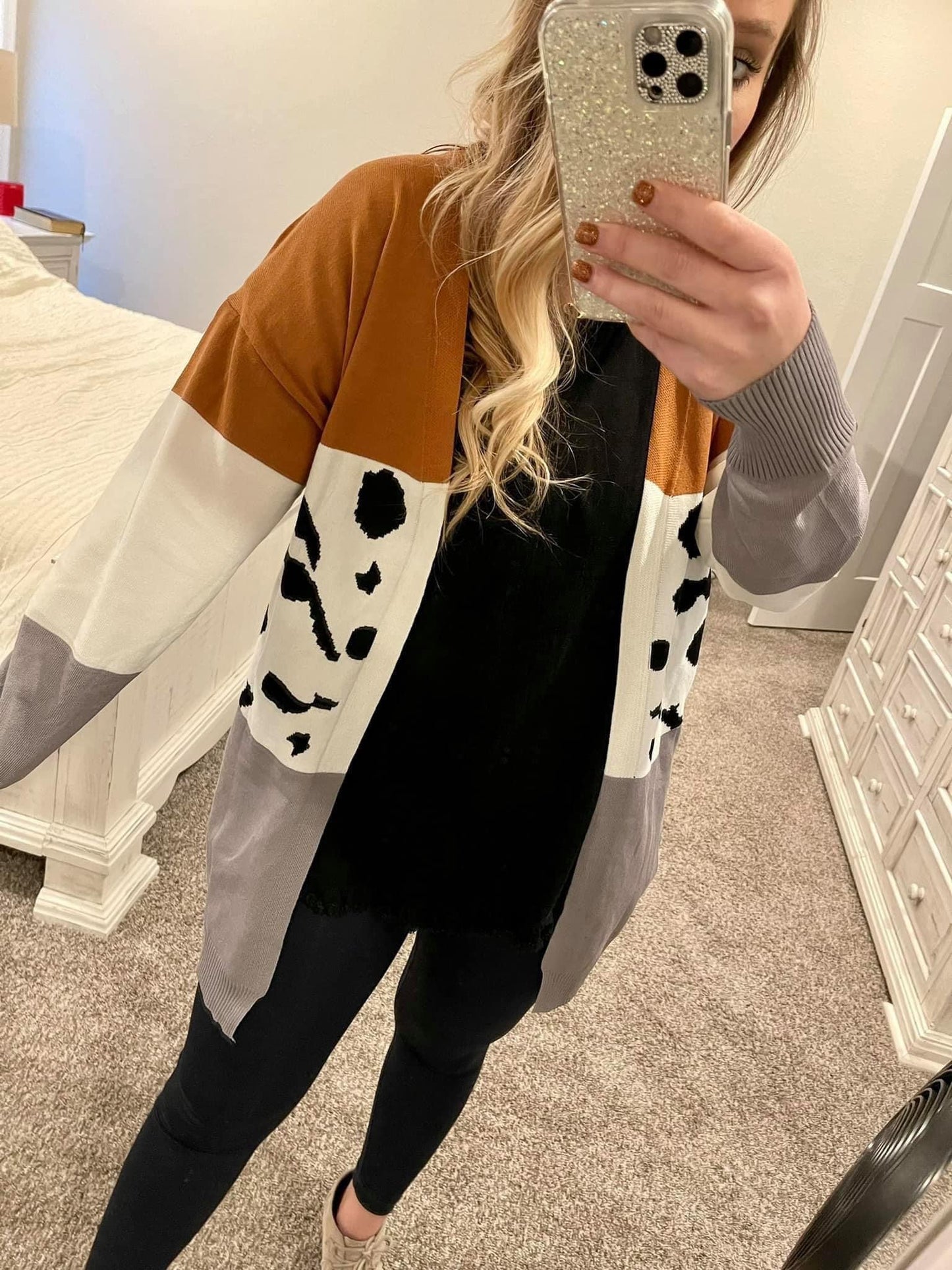 Grey and Brown Leopard Cardigan